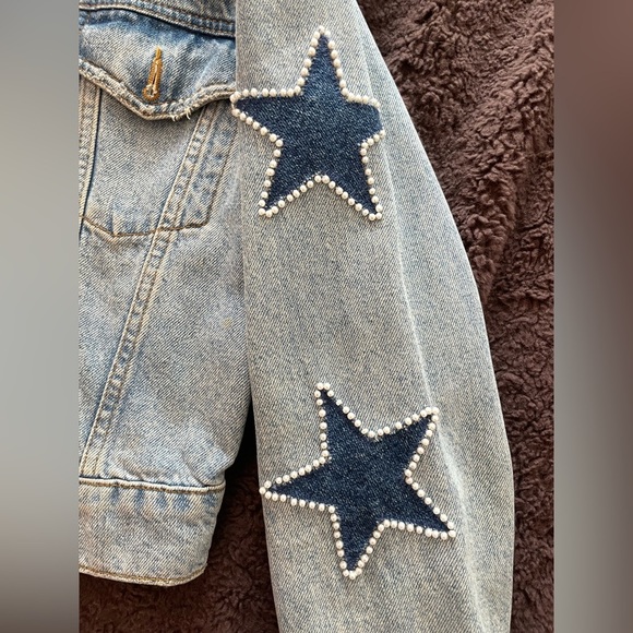Sandro Liverpool Embellished Star Patch Denim Jacket - Picture 4 of 7